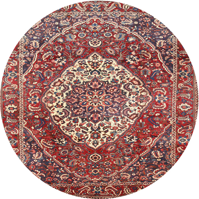 Round Traditional Camel Brown Medallion Rug, tr1160