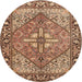 Round Traditional Dark Sienna Brown Persian Rug, tr1161