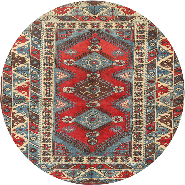 Round Traditional Brown Red Persian Rug, tr1162