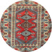 Round Traditional Brown Red Persian Rug, tr1162