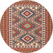 Round Traditional Light French Beige Brown Persian Rug, tr1163