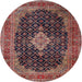 Round Traditional Orange Salmon Pink Medallion Rug, tr1164