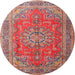 Round Traditional Light Copper Gold Medallion Rug, tr1165