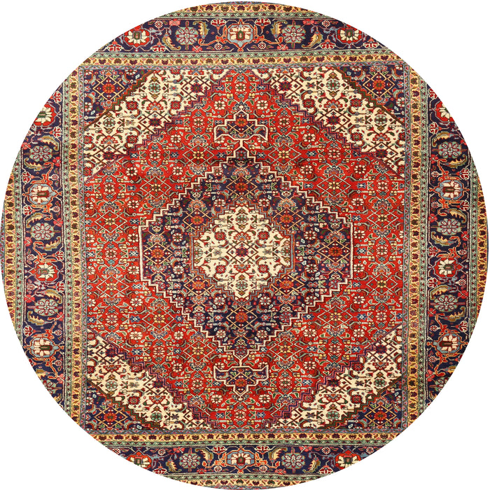 Round Traditional Saffron Red Persian Rug, tr1167
