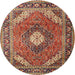 Square Machine Washable Traditional Saffron Red Rug, wshtr1167