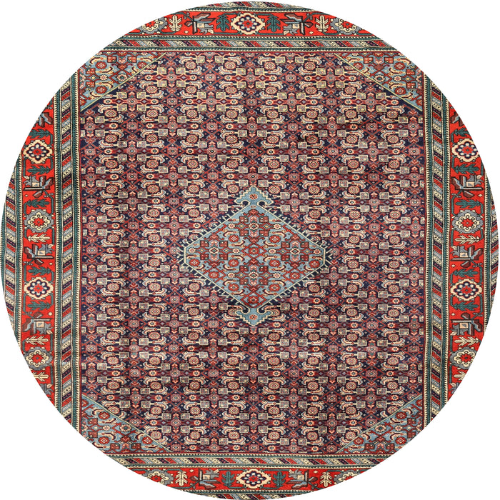 Round Traditional Saffron Red Persian Rug, tr1169