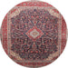 Square Machine Washable Traditional Brown Red Rug, wshtr116