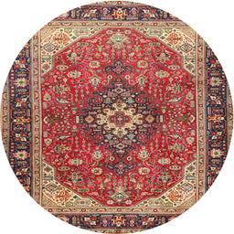 Round Traditional Light Copper Gold Medallion Rug, tr1170
