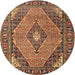 Round Traditional Brown Medallion Rug, tr1172