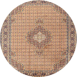 Round Traditional Sienna Brown Medallion Rug, tr1173