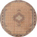 Square Machine Washable Traditional Sienna Brown Rug, wshtr1173