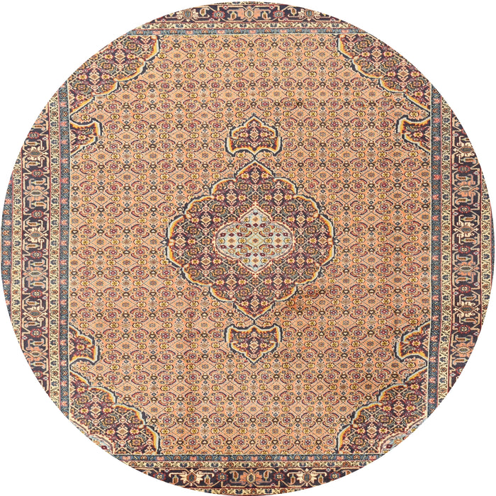 Round Traditional Sienna Brown Medallion Rug, tr1173