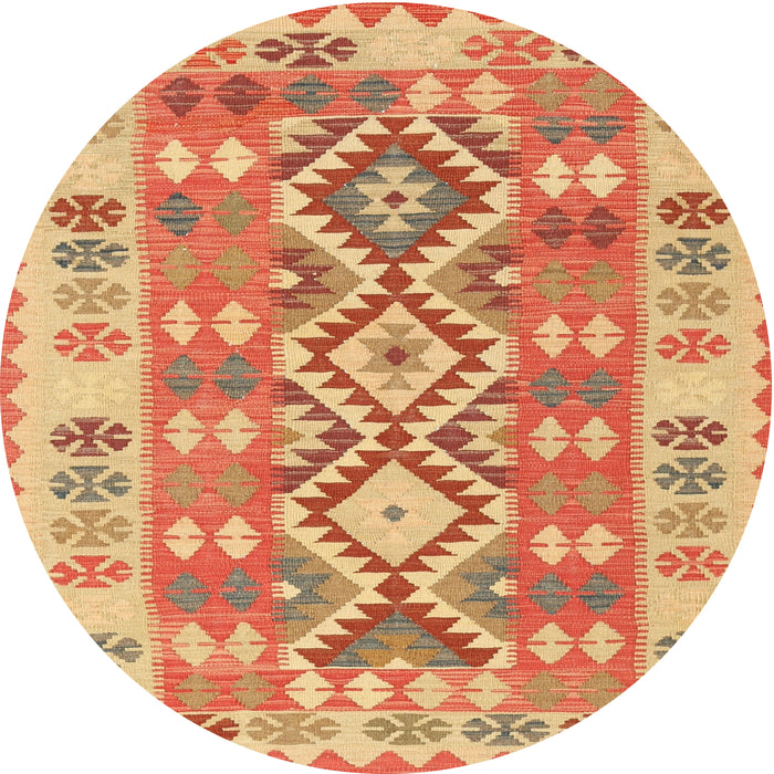 Square Machine Washable Traditional Orange Red Rug, wshtr1175