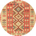 Round Traditional Orange Red Southwestern Rug, tr1175