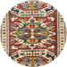 Round Traditional Chestnut Brown Persian Rug, tr1176