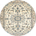 Round Traditional Vanilla Gold Persian Rug, tr1180