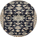 Round Traditional Gunmetal Green Persian Rug, tr1181