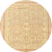 Round Traditional Mustard Yellow Persian Rug, tr1182