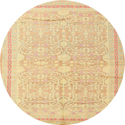 Square Machine Washable Traditional Mustard Yellow Rug, wshtr1182