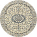 Round Traditional Army Brown Medallion Rug, tr1183