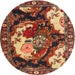 Round Traditional Saffron Red Persian Rug, tr1186