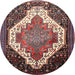 Round Traditional Pink Medallion Rug, tr1187