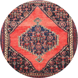 Square Machine Washable Traditional Orange Salmon Pink Rug, wshtr1189