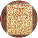 Round Traditional Mahogany Brown Animal Rug, tr118