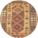 Round Traditional Sand Brown Persian Rug, tr1190