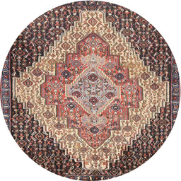Round Traditional Reddish Brown Medallion Rug, tr1191