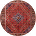 Round Traditional Rust Pink Persian Rug, tr1194