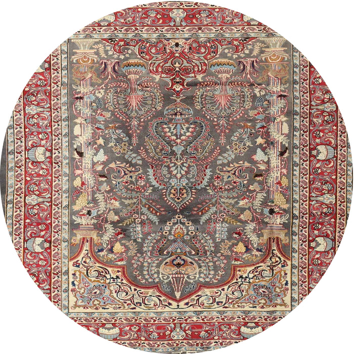 Round Traditional Light French Beige Brown Persian Rug, tr1195