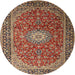 Square Machine Washable Traditional Saffron Red Rug, wshtr1197