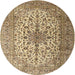 Round Traditional Sienna Brown Medallion Rug, tr1198