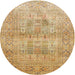 Round Traditional Chrome Gold Yellow Persian Rug, tr119