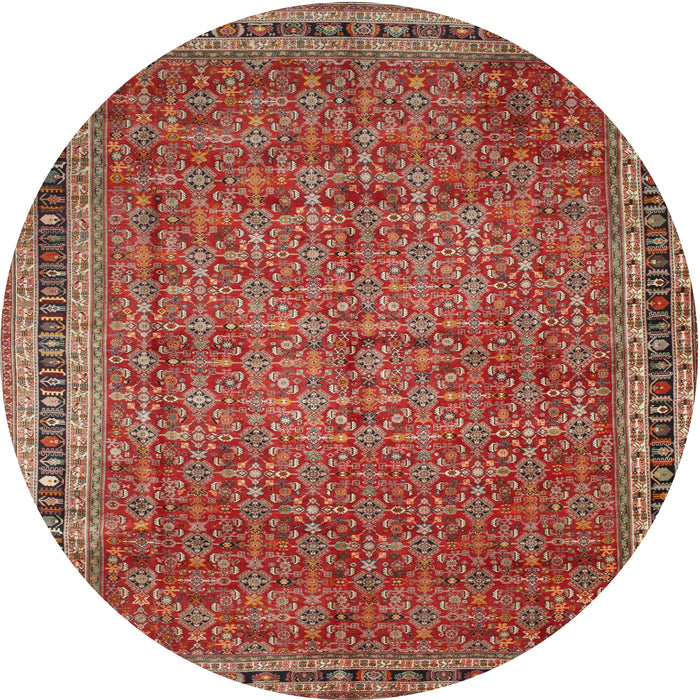 Round Traditional Orange Brown Persian Rug, tr11