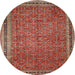 Round Traditional Orange Brown Persian Rug, tr11