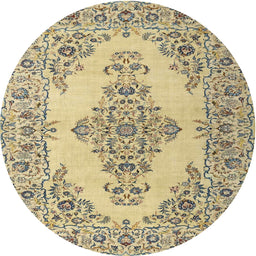 Round Traditional Dark Green Medallion Rug, tr1200