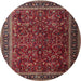 Round Traditional Dark Gold Brown Persian Rug, tr1205
