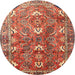 Round Traditional Sand Brown Persian Rug, tr1206