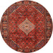 Round Traditional Red Persian Rug, tr1208