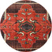 Round Traditional Sienna Brown Persian Rug, tr1209