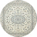 Round Traditional Gunmetal Gray Medallion Rug, tr120