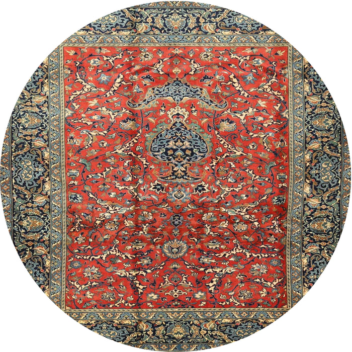 Round Traditional Saffron Red Persian Rug, tr1210
