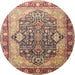 Round Traditional Brown Red Persian Rug, tr1213