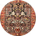 Round Traditional Saffron Red Persian Rug, tr1214