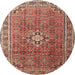 Square Machine Washable Traditional Saffron Red Rug, wshtr1218