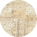 Round Traditional Vanilla Gold Patchwork Rug, tr121