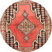 Square Machine Washable Traditional Tangerine Pink Rug, wshtr1220