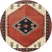 Round Traditional Red Persian Rug, tr1221